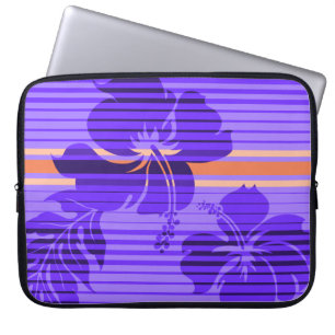 Lihue Hibiscus Stripe Hawaiian Neoprene Wetsuit Laptop Sleeve