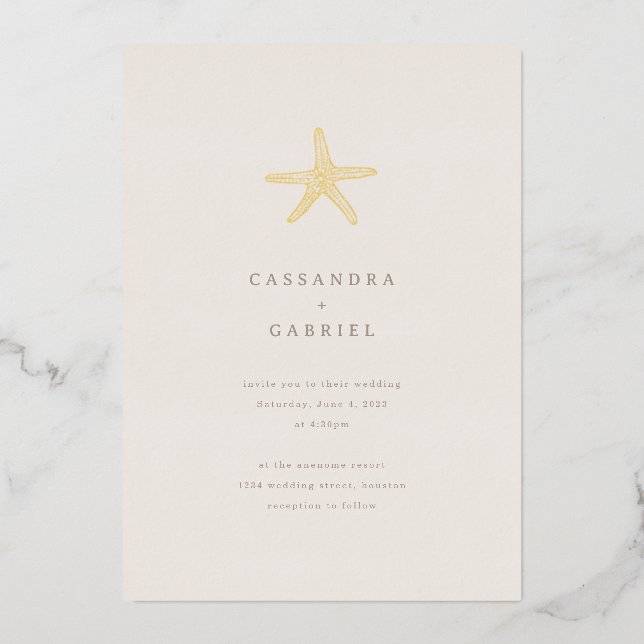 Lihue Wedding Gold Starfish  (Front)