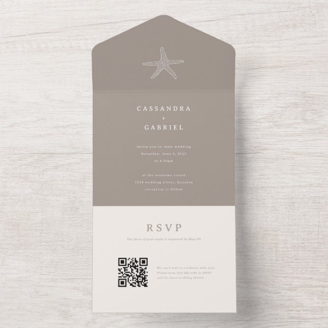Lihue Wedding Invitation with QR Code RSVP (Inside)