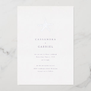 Lihue Wedding Silver Starfish Foil Invitation