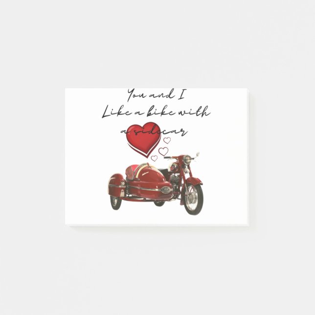 Like a bike with a sidecar post-it notes (Front)
