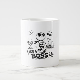 Like A Boss Funny Sketch Design Confident Attitude Large Coffee Mug