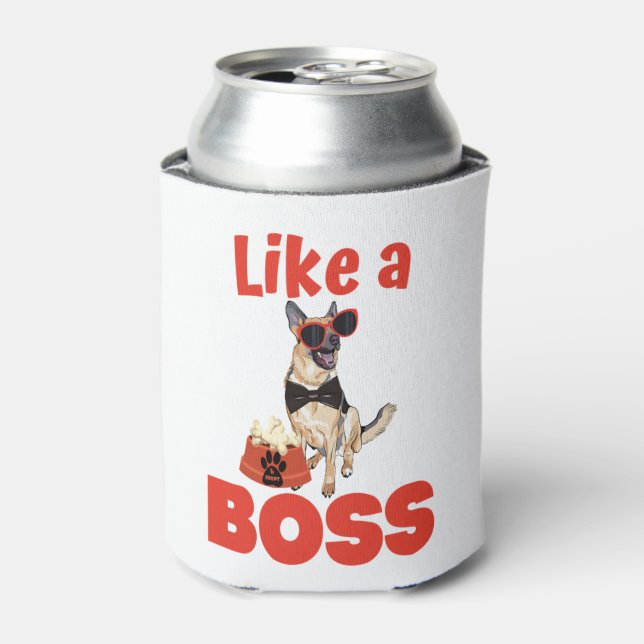 Like A Boss German Shepherd  Can Cooler (Can Front)
