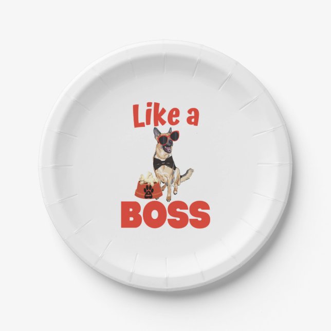 Like A Boss German Shepherd  Paper Plate (Front)