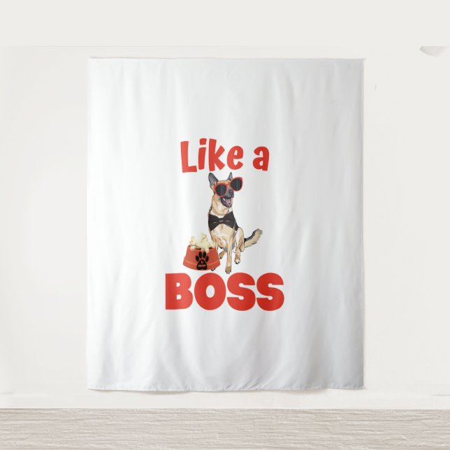 Like A Boss German Shepherd  Tapestry (Front)