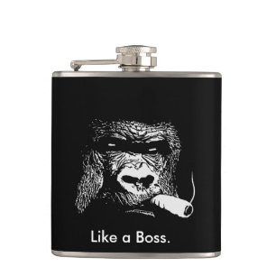 Like a Boss Gorilla Smoking Hip Flask