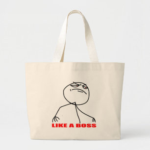 like a boss internet meme comic rage large tote bag