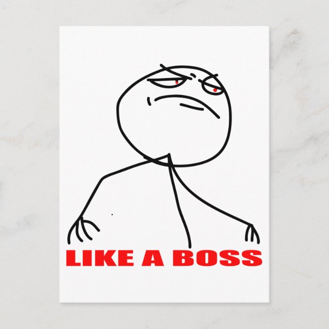 Like a boss meme face postcard (Front)