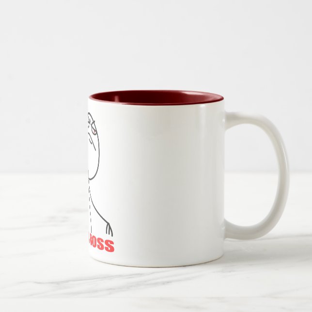 Like a boss meme face Two-Tone coffee mug (Right)