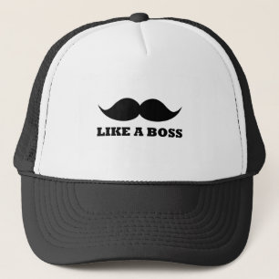 LIKE A BOSS, moustache design Trucker Hat