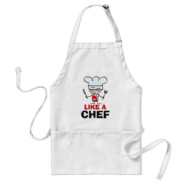 Like a chef adult apron for men | white (Front)