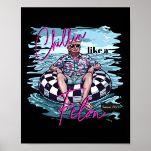 Like A Felon Summer 2024 Funny Donald Trump Beach  Poster