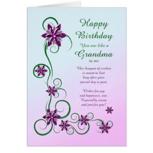 Like a Grandma Birthday with Scrolls and Flowers 