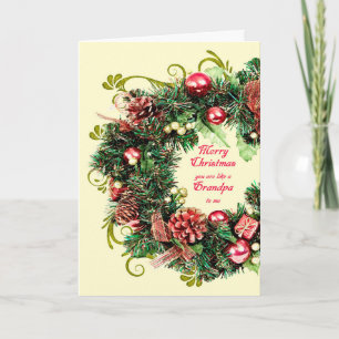 Like A Grandpa To Me Christmas Wreath Holiday Card