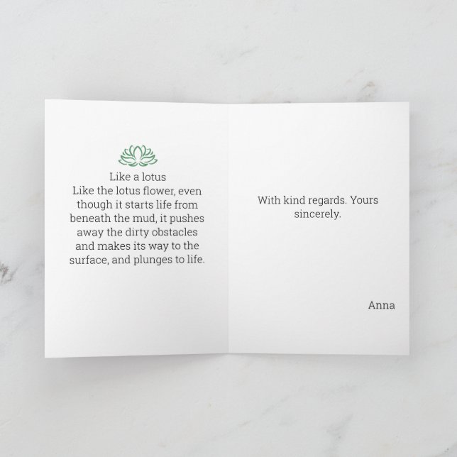 Like a Lotus Watercolor painting Personalised Gift Holiday Card (Inside)