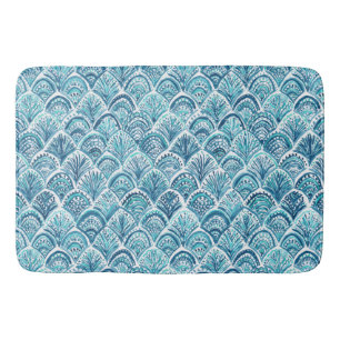 LIKE A MERMAID Nautical Fish Scales Pattern Bath Mat