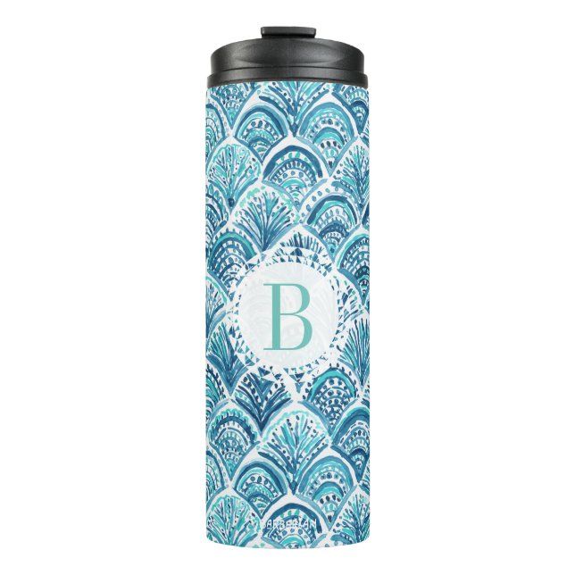 LIKE A MERMAID Watercolor Fish Scales | Custom Thermal Tumbler (Front)