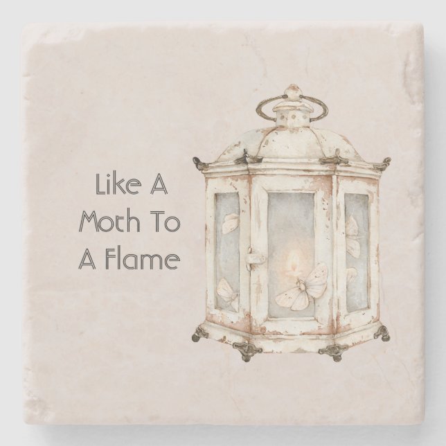 Like A Moth To A Flame Stone Coaster (Front)