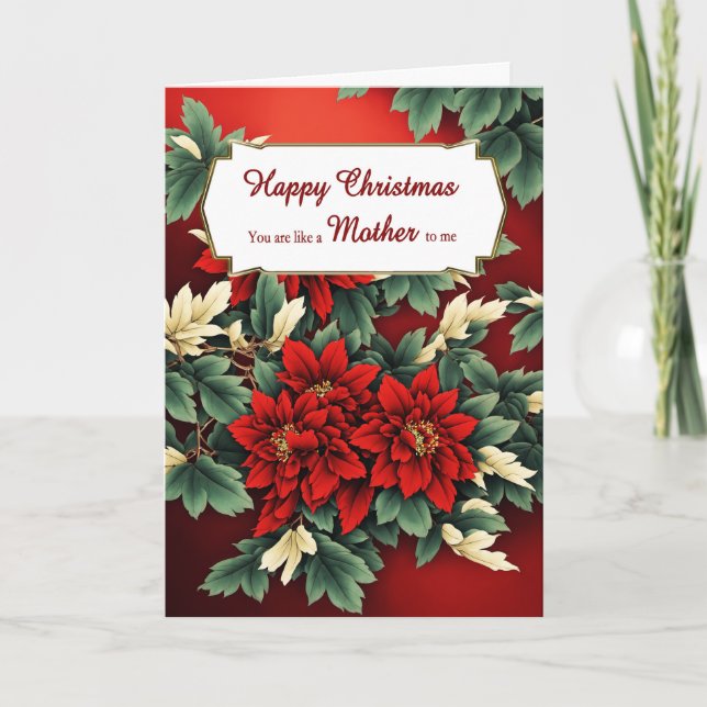Like A Mother Christmas Poinsettias Holiday Card (Front)
