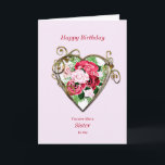 Like A Sister To Me Birthday Antique Roses Card<br><div class="desc">A romantic birthday card. A painting of roses is framed by an embellished golden heart. Give someone who is like a sister to you a birthday greeting with a beautiful painting of a bouquet of roses.</div>