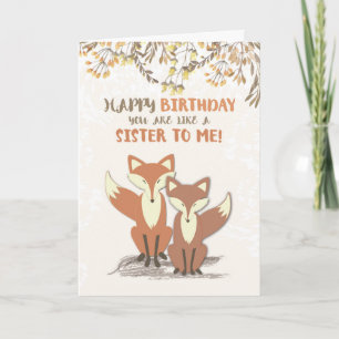 Like a Sister to Me Birthday Foxes, Leaves Card