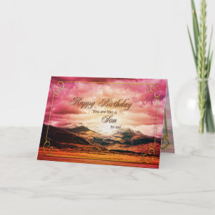 Like a Son to me birthday, Sunset and mountains Card
