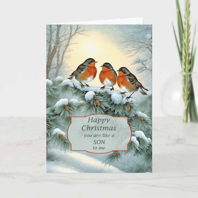 Like a Son to me Robins Happy Christmas Holiday Card (Front)