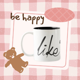  Like and Love, Black Typography  Two-Tone Coffee Mug