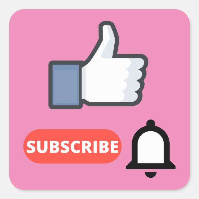 Like and Subscribe Square Sticker (Front)