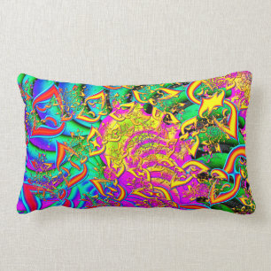 Like Candy Vibrant Psychedelic Fractal Lumbar Cushion