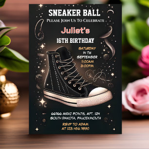 Like Chic Shoe Girl Sweet 16 Sneaker Ball Birthday Invitation