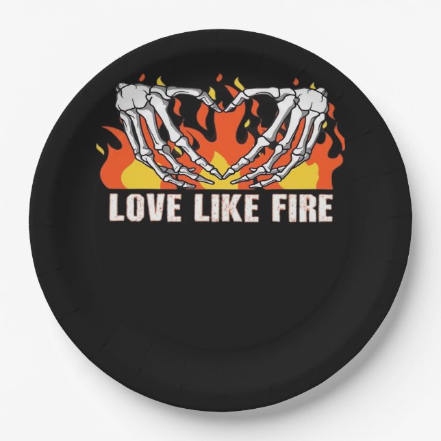 Like Classic - Skeleton Hands Heart  Paper Plate (Front)