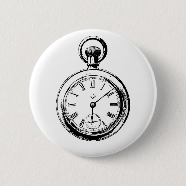 Like Clockwork Pocket Watch Illustration 6 Cm Round Badge (Front)