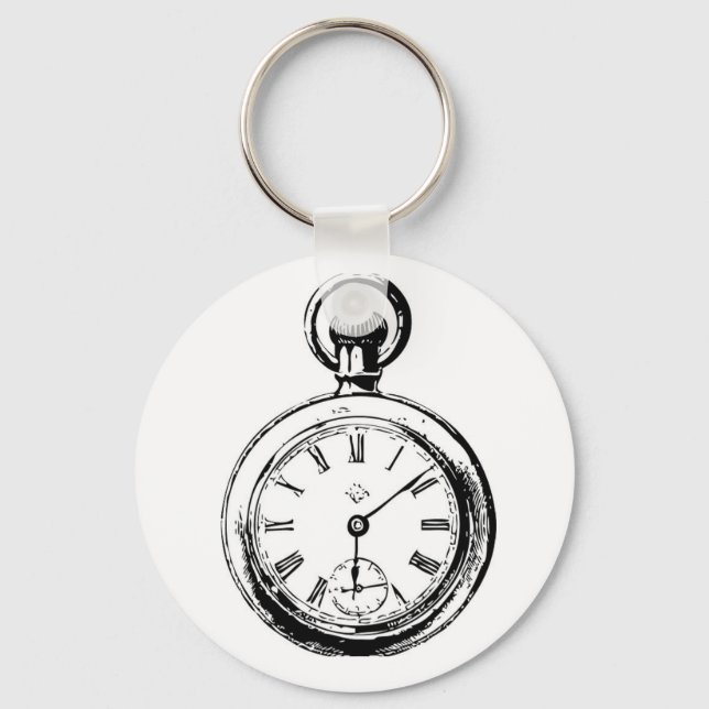 Like Clockwork Pocket Watch Illustration Key Ring (Front)