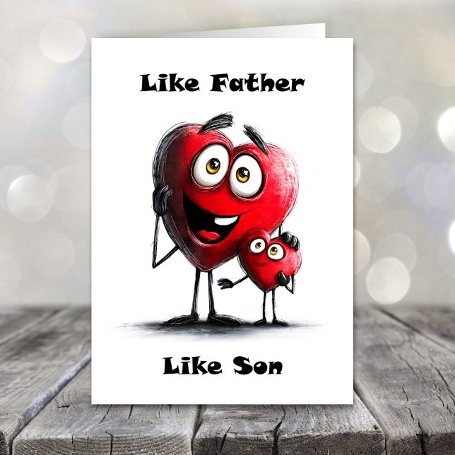 Like Father Like Son Red Hearts Father’s Day Card (Creator Uploaded)