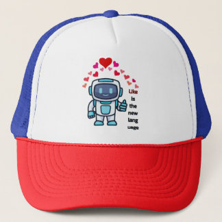 like is a new language trucker hat