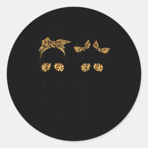 Like mother like daughter messy bun mom happy classic round sticker
