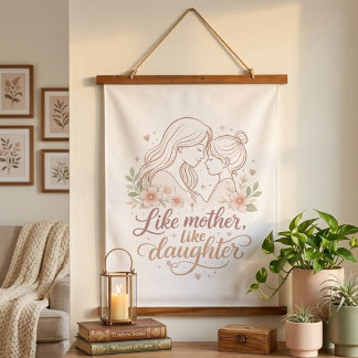 Like Mother Like Daughter - Minimalist Floral Moth Hanging Tapestry