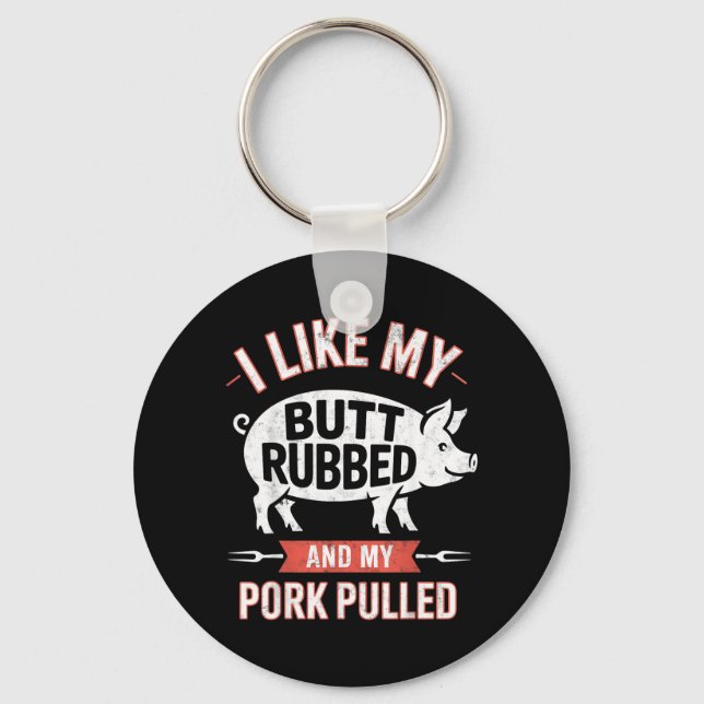 Like Racks Big Butt Rubbed Rk Pulled Bbq Lover 3 Key Ring (Front)