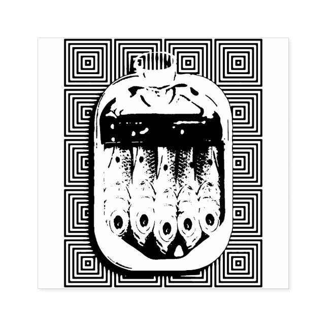 Like Sardines in a Can Rubber Stamp (Imprint)
