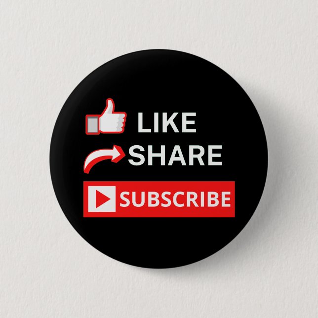 Like Share Subscribe 6 Cm Round Badge (Front)