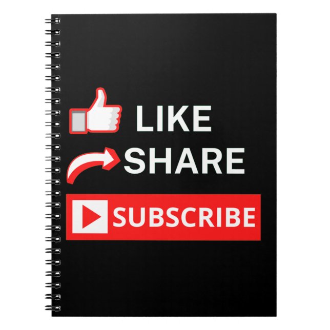 Like Share Subscribe Notebook (Front)