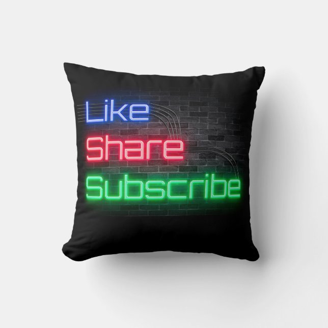 Like, Share, Subscribe, youtube, channel Cushion (Front)