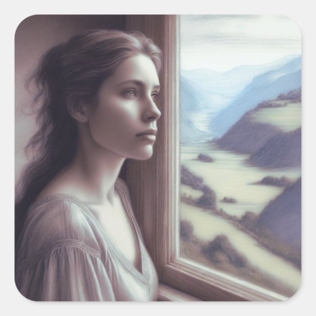 'Like Some Bold Seer in a Trance' Square Sticker (Front)