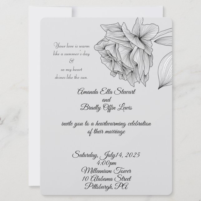 Like the Sun 6.5” x 8.75” Wedding Invitation  (Front)