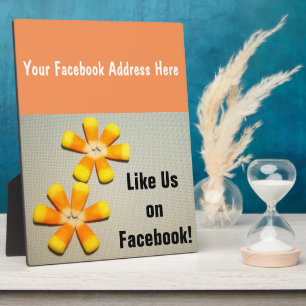 Like Us on Facebook plaque counter sign Candy Corn