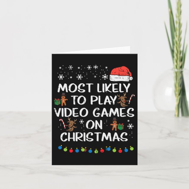 Likely Play Video Games Christmas Xmas Family Boys Card (Front)