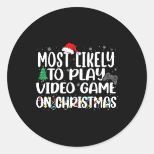 Likely To Play Video Game Family Matching Christma Classic Round Sticker