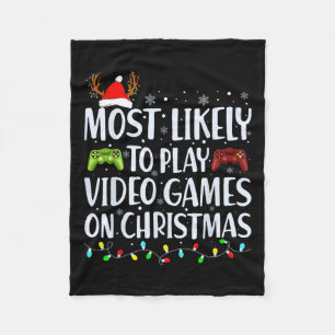 Likely To Play Video Game On Christmas Santa Gamin Fleece Blanket