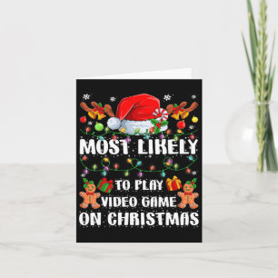 Likely To Play Video Game On Christmas Xmas Tree L Card